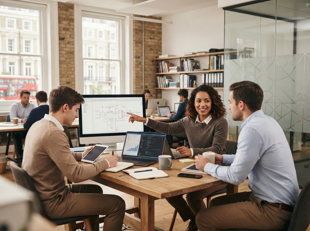 Prime Valtrion team reviewing data analysis methodology